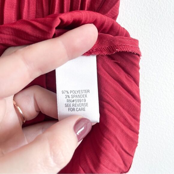 Apt. 9 Short Sleeved Pleated Red Blouse Women's M Petite - Picture 7 of 7